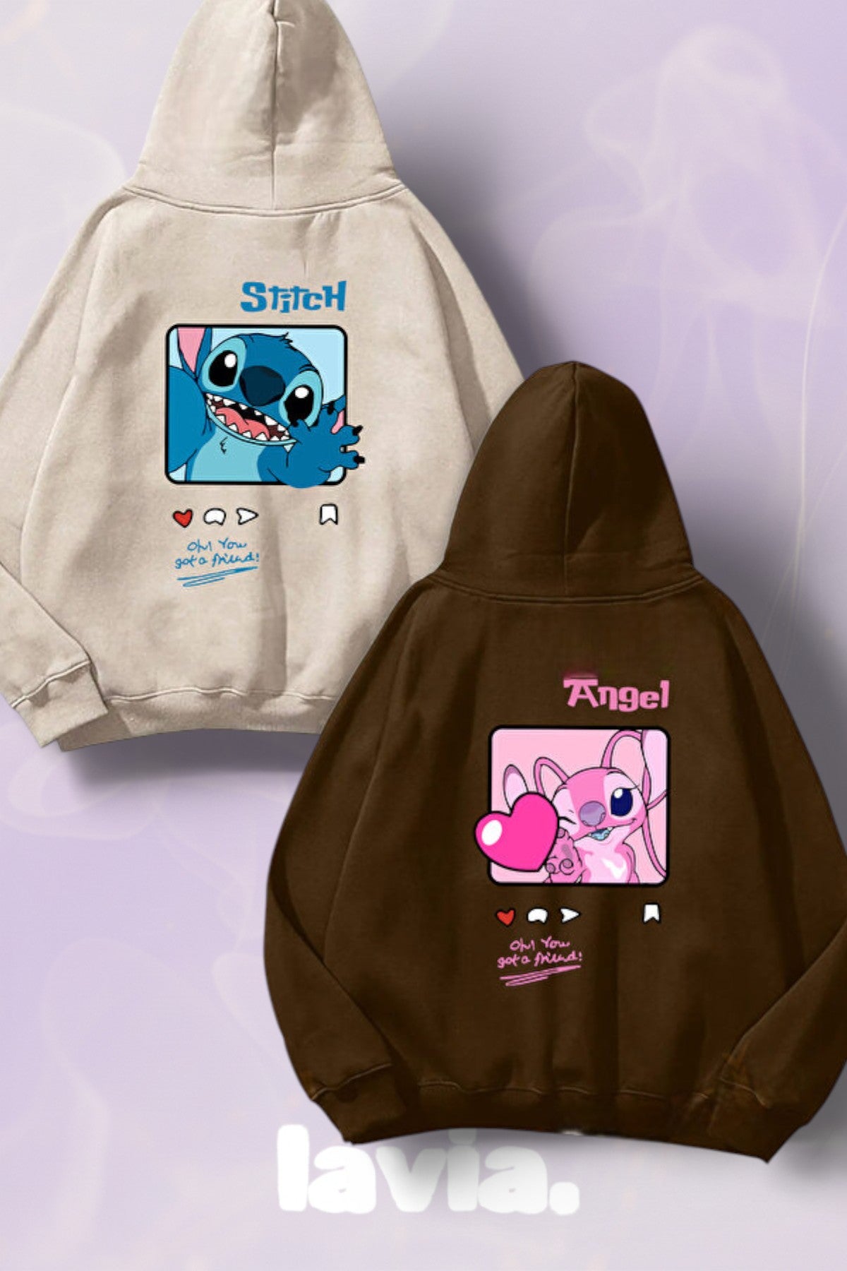 Stitch&Angel  Kapüşonlu Çift Sweatshirt