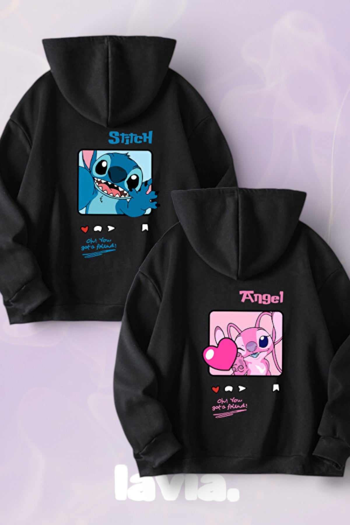 Stitch&Angel  Kapüşonlu Çift Sweatshirt